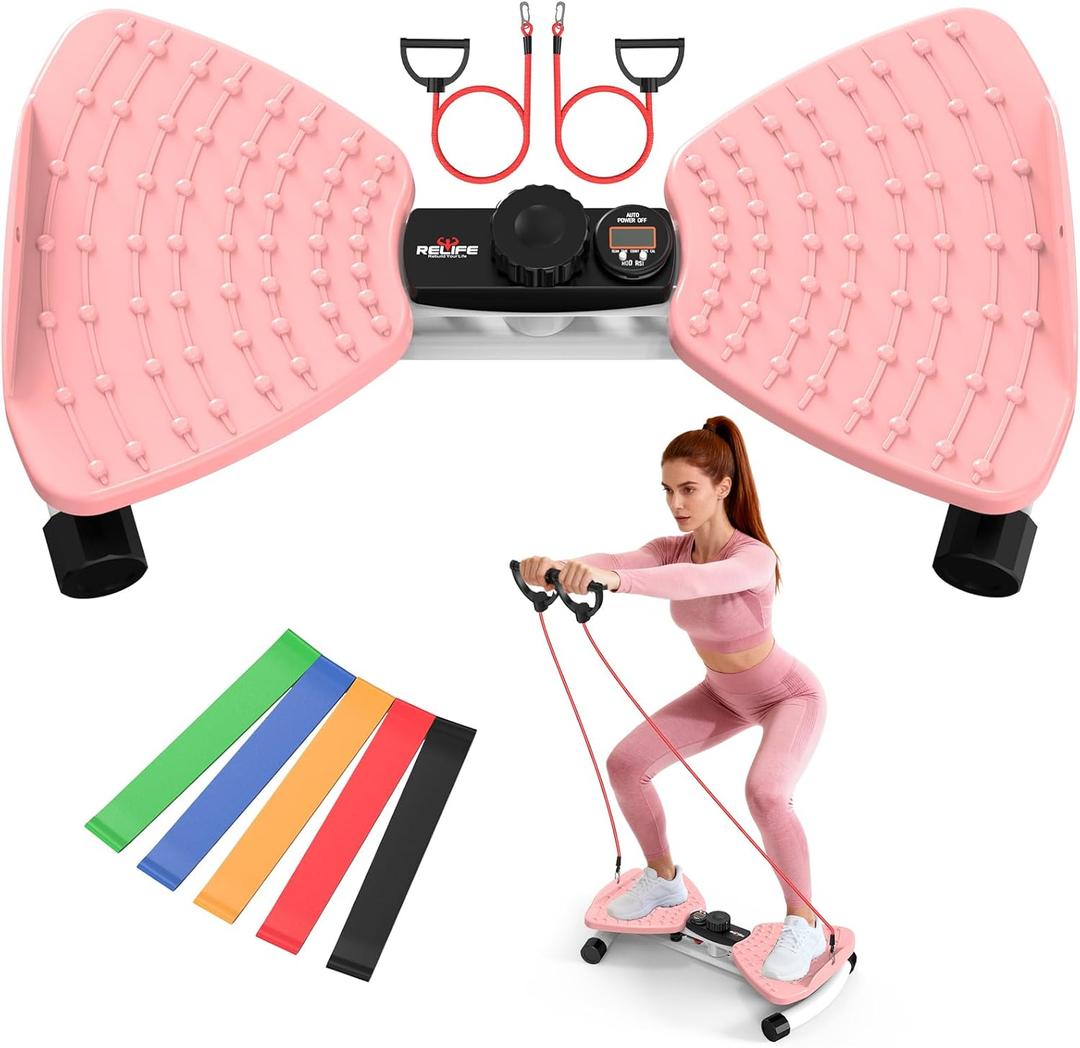 RELIFE Waist Twister Machine Exercise, Ab Twist Board With Digital Monitor, 20db Quiet, 300lb Capacity Anti-Slip Base For Home Gym, Belly Fat Workout For Women & Men (pink)