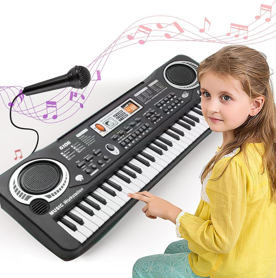 61 keys piano keyboard, Electronic Digital Piano with Built-In Speaker Microphone, Portable Keyboard Gift Teaching for Beginners, electric piano for kids, Birthday Gift for Children