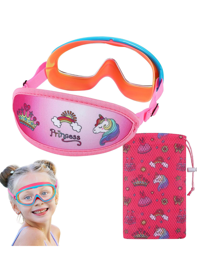 Kids Swim Goggles 4-7，Child Goggles No Hair Pull,Toddlers Swimming Goggles Fabric Strap