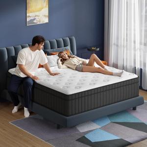 King Mattress 12 Inch - Hybrid Mattress King Size in a Box with Pocket Spring and Soft Foam, Advanced Motion Isolation, 100 Nights Risk-Free Trial