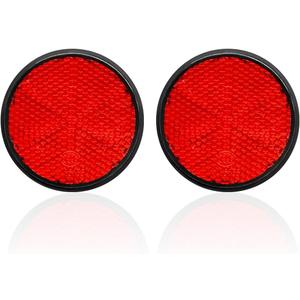 2 PCS Motorcycle Reflectors, M6 x 1.0 Screw Mounted Plastic Safety Warning Reflector, Universal Rear Safety Reflectors for Scooters Bicycles, Motorcycle Accessories (Round, Red)