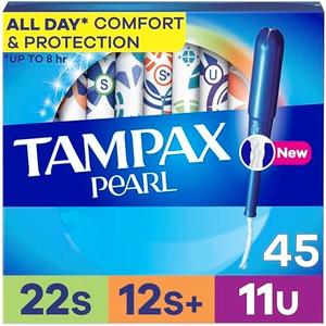 Set of 2 Pack, Tampax Pearl Tampons Multipack, with LeakGuard Braid, Super/Super Plus/Ultra Absorbency, Unscented, 45 Count