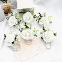 White Rose Wrist Corsage, Pack of 2 PCS Wedding Bridal Wrist Flower Corsage Hand Flower Artificial Silk Rose Decor for Prom Party Wedding