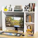 Desk Hutch Dorm,3-Tier 5 Shelves Display Rack,Wooden Desk Shelving Desktop Bookshelf Hutch for Computer Desk,Multi-Purpose Organizer Shelf Suitable for Office Home Dormitory (White)
