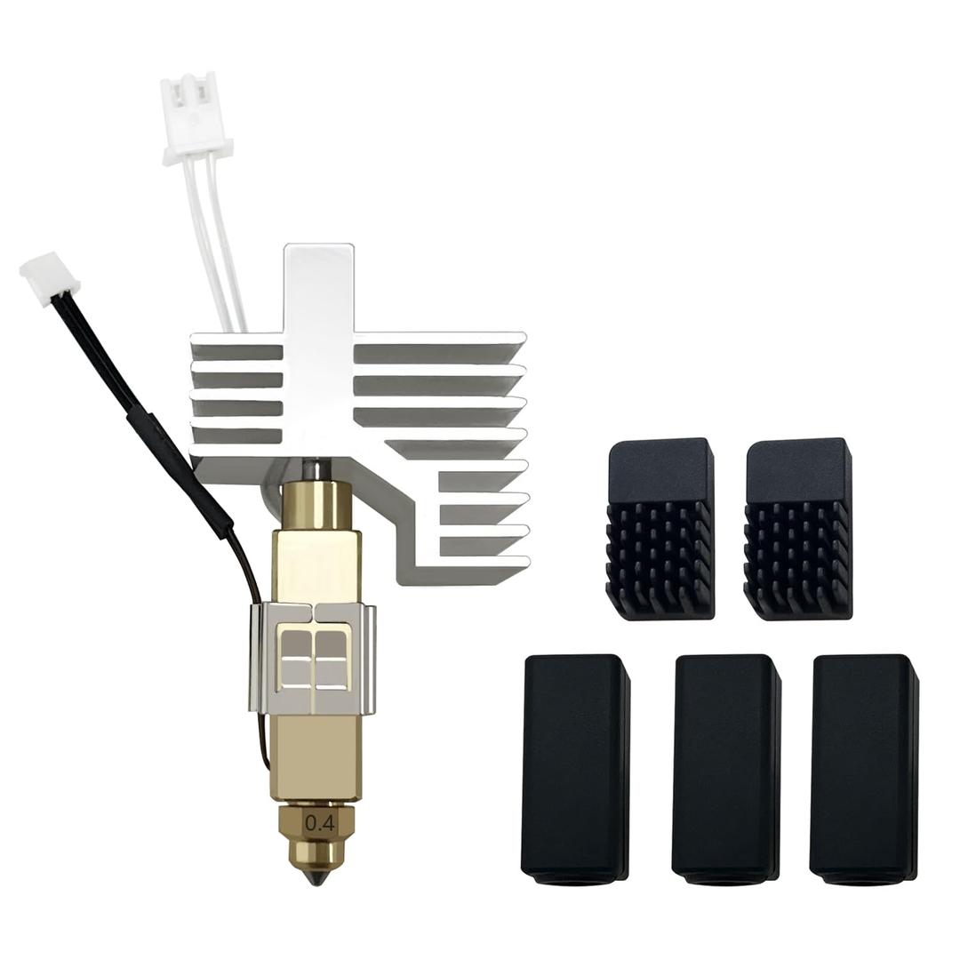 0.4MM Ceramic Hotend for Centauri Carbon Print Head Extruder Kit Hot End Heat Sink Hardened Steel Brass Nozzles with Extra 2PK Silicone Cover and 2PK Nozzle Brushes for Elegoo Centauri