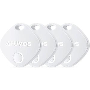 ATUVOS Air Tracker Tags-4 Pack, Bluetooth Luggage Tracker Works with Apple Find My APP (iOS Only, Not for Android), Keys Finder and Item Locator for Luggage, Backpack, Suitcases, Replaceable Battery, white