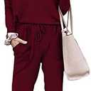 Bofell Christmas Outfits for Women 2022 Lounge Sets 2 Piece Sweatsuits Sets Casual Red M