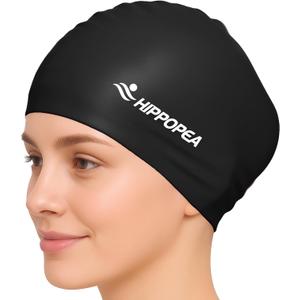 Extra Large Silicone Swim Cap for Long Hair, Dreadlocks, Braids, Weaves, Extensions, Curly Afro, 3D Ergonomic Anti Slip Swimming Cap for Women Men Boy Girl, Medium