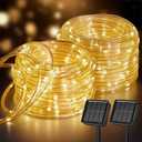 Brightown 2 Pack Solar Rope Lights, Total 78FT 200LED Warm White Solar String Lights Outdoor, IP65 Waterproof Solar Powered Fairy Lights with 8 Lighting Modes for Yard Garden Patio Tree Decoration
