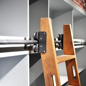 DIYHD 6.6FT Rolling Ladder Hardware Sliding Rail,Top Roller,Floor Wheel with Brake (Basic Kit)