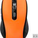 Wireless Mouse With Side Buttons Suitable for Laptops PC Chromebook Mac MacBook Silent Mouse with USB Nano Receiver 2400 DPI Anti Slip Scroll Wheel 6-Button Ergonomic Wireless Computer Mice - Orange