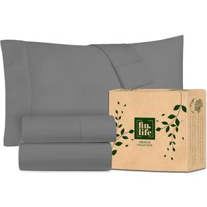 100% Cotton 73x49 Fitted Sheet, 18x30 2 Pillowcases, 94x148 Cotton Bedding Set, Gray
