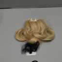 REECHO Ponytail Extension, 7" Half Up Short Mini Claw Clip in Ponytail Hair Extensions Curly Wavy Ponytail Messy Hair Bun Hair Pieces for Women with Short Thin Hair - Ash Blonde with Highlights