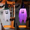 4PCS Halloween Decorations, 42"x14" Glowing Ghost Outdoor/Indoor Lights with 8 Lighting Modes, Waterproof Battery Case for Garden, Yard, Haunted Halloween Party