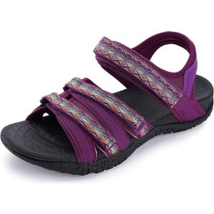 WHITIN Womens Hiking Sandals with Arch Support | Adjustable Hook and Loop Straps | Durable Sport Sandals for Outdoor Adventure (9, C51 | Darkpurple)