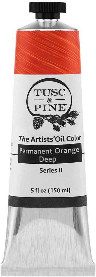 Tusc & Pine Artist Oil Paint - Permanent Orange Deep, 150 ml, Non-Yellowing, Rich & Creamy Consistency, Maximum Pigment Load, Small Batch Milled Oil Paints Made in the USA, 5.07 Fl Oz