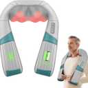 Cordless Neck Massager with Heat, Rechargeable Shiatsu Neck Back Massager for Pain Relief Deep Tissue, 4D Knead Shoulder Massager Pillow, with Portable Carry Bag, Gifts/Presents for Mom, Dad (Grey Green)