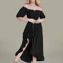 GOLDSTITCH Women's Victorian Dress Renaissance Medieval Costume Corset Ruffle Maxi Dress for Women (Black, XXL)
