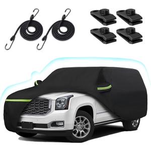 6 Layer Car Cover for 2007-2025 Chevy Suburban/GMC Yukon XL/Cadillac Escalade ESV, Waterproof All-Weather Protection Suburban Full Car Cover with Door Zipper & Cotton Lining (Black)