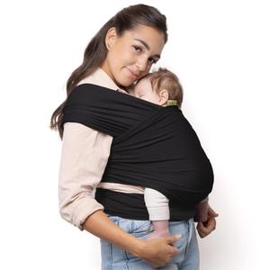 Boba Baby Wrap Carrier  Original Baby Sling Carrier for Newborns (735 lbs), Soft, Secure, Hands-Free & Ergonomic, Ideal for Comfortable Bonding, New Parents (Black)