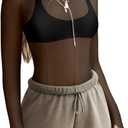 Ahtyeo Womens Mesh Long Sleeve Tops Mock Neck Sexy See Through Tee Shirts Party Club Night Lace Sheer Layering Blouse (Large, Black)