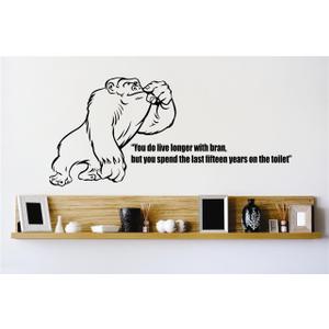 Design With Vinyl Wall Decal Ape You Do Live Longer with Bran But You Spend The Last Years On The Toilet Bedroom Stickers Room Decoration - Size: 12 Inch X 47 Inch (Black)