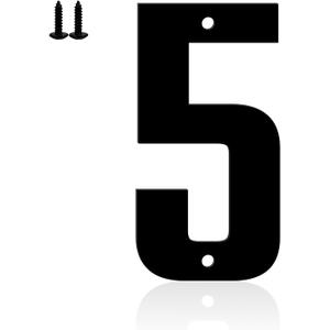 3 x 6" Aluminum House Numbers, Black Metal Address Door Numbers, Metal House Address Number for Outside, Modern Apartment Street Mailbox Number (5)