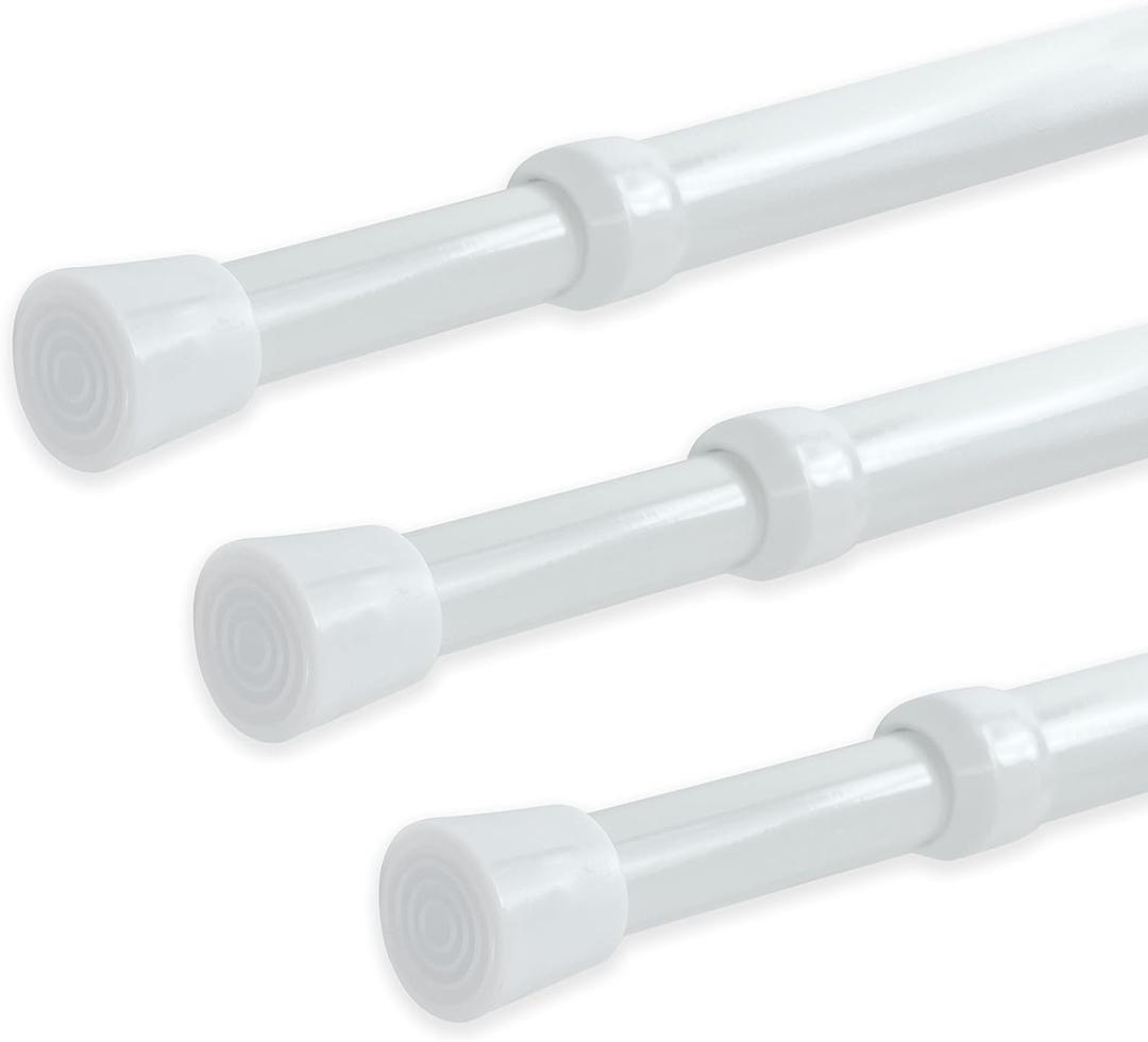 YYWL&HP 3 Pack Spring Tension Telescopic Rod Curtain Rods Adjustable Extension Telescopic Rod, Suitable for Closet, Window, Kitchen, Bathroom, Cabinet, Wardrobe (41.1"-70.9", 3PCS, White)