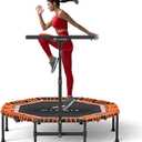 CLORIS 48in Folding Trampoline - Max Load 220lbs / 450lbs Trampoline Rebounder Trampoline with Adjustable Foam Handle, with safty Padded Cover Best Gift