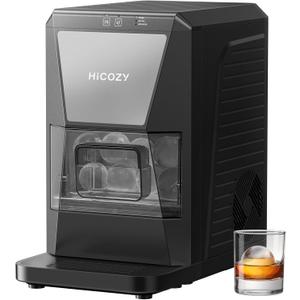 HiCOZY B1 Clear Ice Ball Maker Countertop,Sphere Ice Maker with IcyGem Technology,2 Ice Balls in 60Mins,40 pcs/Day, Self-Cleaning Ice Machine with Ice Tong for Cocktails, Whiskey & Bourbon (Dark Gray)