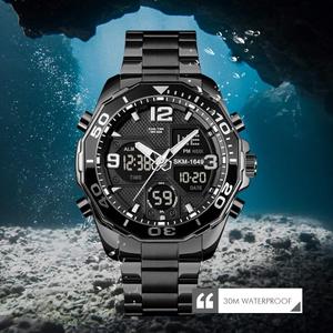 Watches for Men Stainless Steel: Dress Watch for Mens Quartz Analog Wrist Luxury Black Metal Tone Blue Dial Big Classic Diver Waterproof Chronograph Black Face Business Man Gift