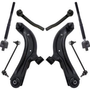 TRQ Front Steering & Suspension Kit Control Arm with Ball Joint Sway Bar Stabilizer Link Tie Rod Compatible with 2015-2018 Chevrolet City Express 2013-2019 Nissan NV200 Sentra