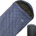 Mountainlodge 100% Cotton Shell and Lining Sleeping Bag for Adult Cold Weather with Compression Bag&Carry Bag for Camping,Travel and Car Camping