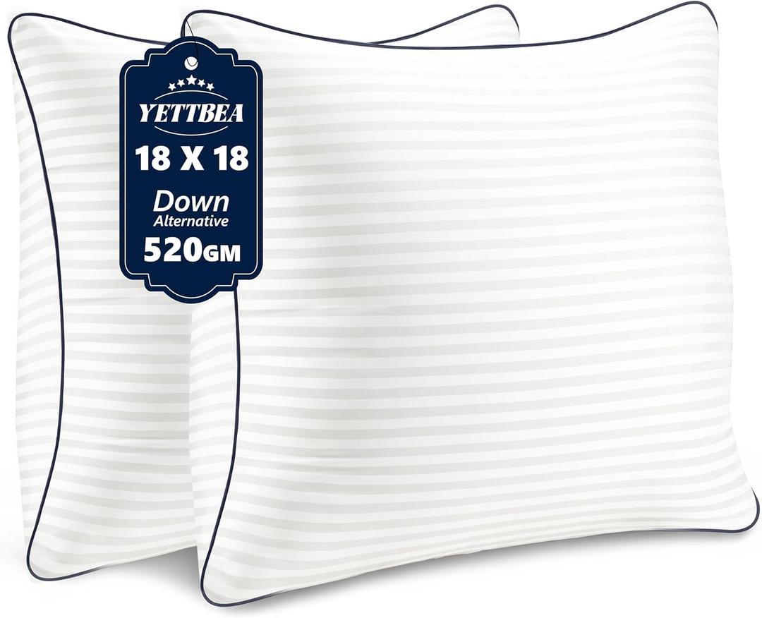 Throw Pillows Insert, 18'' x 18'' Set of 2, Decorative for Couch, Sofa or Bed with Premium Down Alternative Filled, White