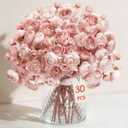 Alupssuc 30Pcs Ranunculus Artificial Flowers Faux Silk Mini Ranunculus, Spring Flowers Artificial Indoor for DIY Bouquets, Bulk Fake Wedding Filler Flowers for Bride Shower Decorations, Dusty Rose