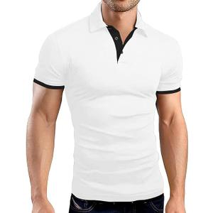 LOGEEYAR Men Polo Shirt Slim Fit Short Sleeve Cotton Golf Shirt Solid Performance Casual T-Shirts, S