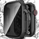 Waterproof Privacy Case Compatible with Apple Watch Series 11 10 42mm with Anti-peep Screen Protector, iWatch Face Cover Protective Bumper for iWatch Case 42mm Black