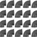 20 Pack 1/2 Inch 90 Degree Black Elbow Threaded Pipe Fittings, Cast Pipe Fittings for DIY Furniture Decorative, Steampunk Industrial Vintage Style.