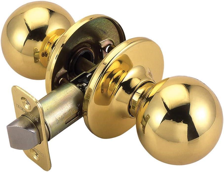 Design House 782912 Ball Passage Hall and Closet Door Knob, Polished Brass  