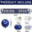 Graduation Prom Banner Decorations for Party 2026, Blue and Silver Prom 2026 Decorations Yard Sign Banner with Balloons for Prom Send Off Decorations 2026 , 9.8 X 1.6 ft