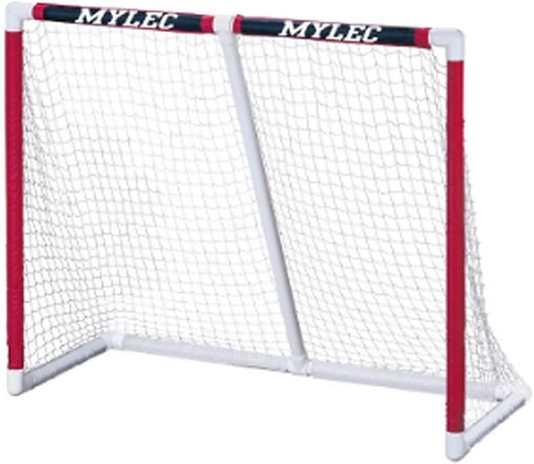 Mylec PVC Junior Hockey Folding Goal for Indoor + Outdoor (54 x 44 Inches), Lightweight & Portable (Red, 15 Pounds)