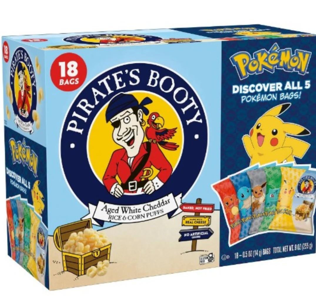 Pack of 3, Pirate's Booty Aged Chips White Cheddar Puffs Snack Multipack Pokemon - 9oz/18ct, BBD 01/26/26