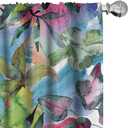 Ambesonne Leaf Print Curtains, Colorful Watercolor Pattern of Leaves Modern Abstract Botanical Art, Window Treatments 2 Panel Set for Living Room Bedroom, Pair of - 28" x 63", Green Blue and Pink