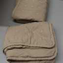 BOURINA Embroidery Quilt Set 3-Piece Oversized King Quilt Set Pre-Washed Microfiber Ultra Soft Lightweight Star Embroidery Bedspread Coverlet Set, Beige