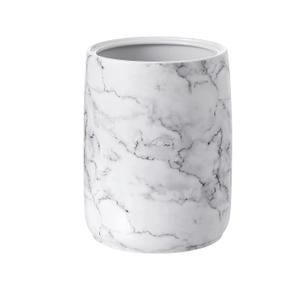 Bathroom Wastebasket - Ceramic Decorative Trash Can (Marble Look)