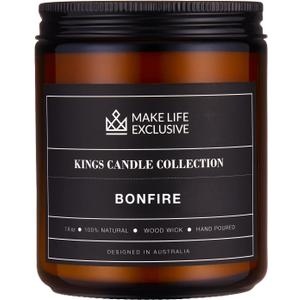 Scented Candles for Men | Bonfire, Mahogany & Teakwood Scented | Wooden Wick, Long Lasting, Masculine Scents | Natural Soy Jar Candle for Home, Bachelor Pad Decor | The Perfect Mens Gift.