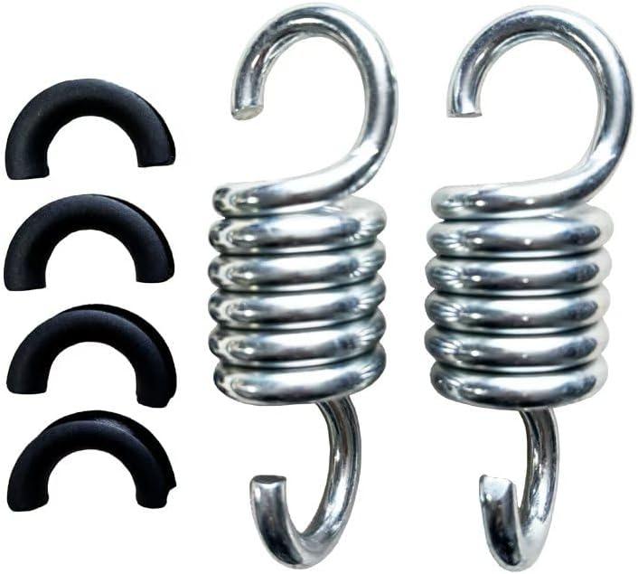 Spring Hooks for Patio Swings 770lb Maximum Weight Recommendation Load-Bearing Hammock Swing Accessories 4.06-Inch Galvanized Hooks 2-Pack Cross Swing Springs with Noise-Reducing Pads