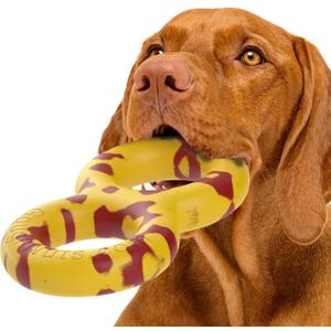 Goughnuts  Dog Toys for Aggressive Chewers | Virtually Indestructible Pull Toy for Breeds Such as Pit Bulls and German Shepherds | Heavy Duty Tug Dog Toy | Medium | Yellow (Medium (30-70 lb) (Original Size))
