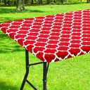 Smiry Rectangle Picnic Table Cover, Waterproof Elastic Fitted Camping Tablecloths for 6 Foot Tables, Wipeable Flannel Backed Vinyl Tablecloth Protector for Indoor, Outdoor (Red, 30x72 Inches)