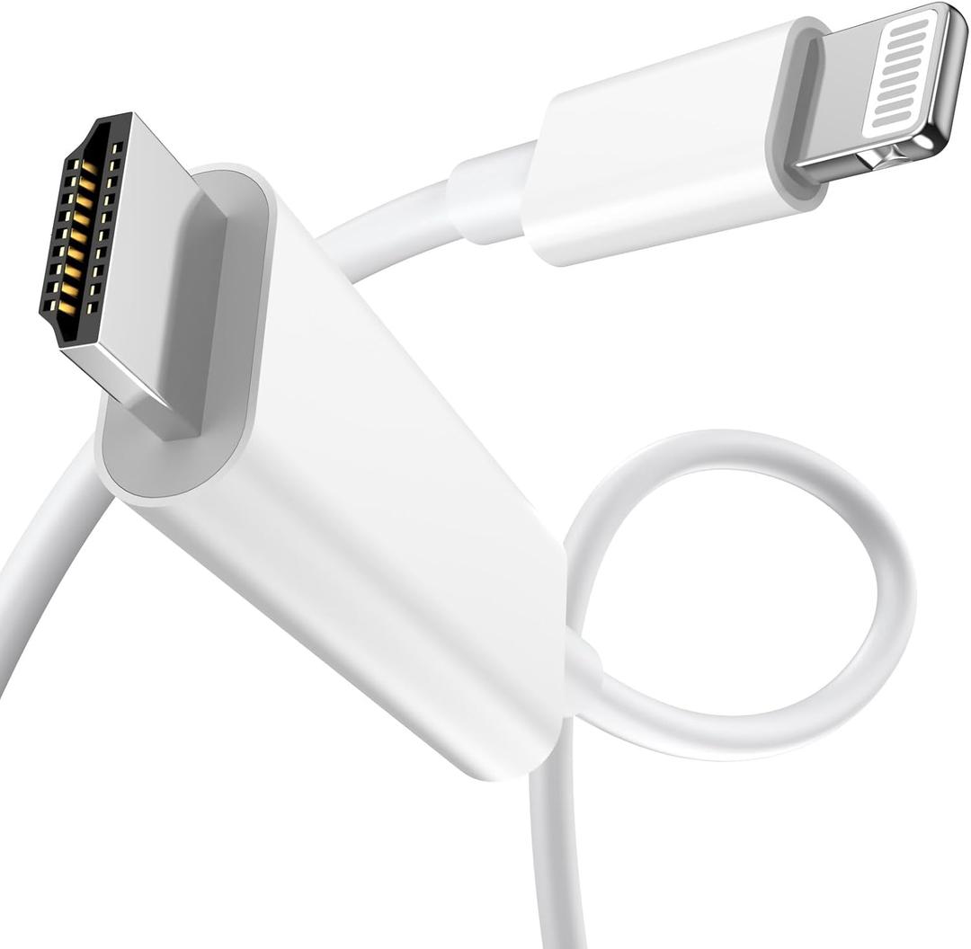 [Apple MFi Certified] Apple Lightning to HDMI Cable Adapter, 1080P Lightning to Digital AV Adapter Sync Screen Connector Compatible for iPhone 14 13 12 11 Pro Max XS XR X 8 to HD TV Projector Monitor (Off-white)